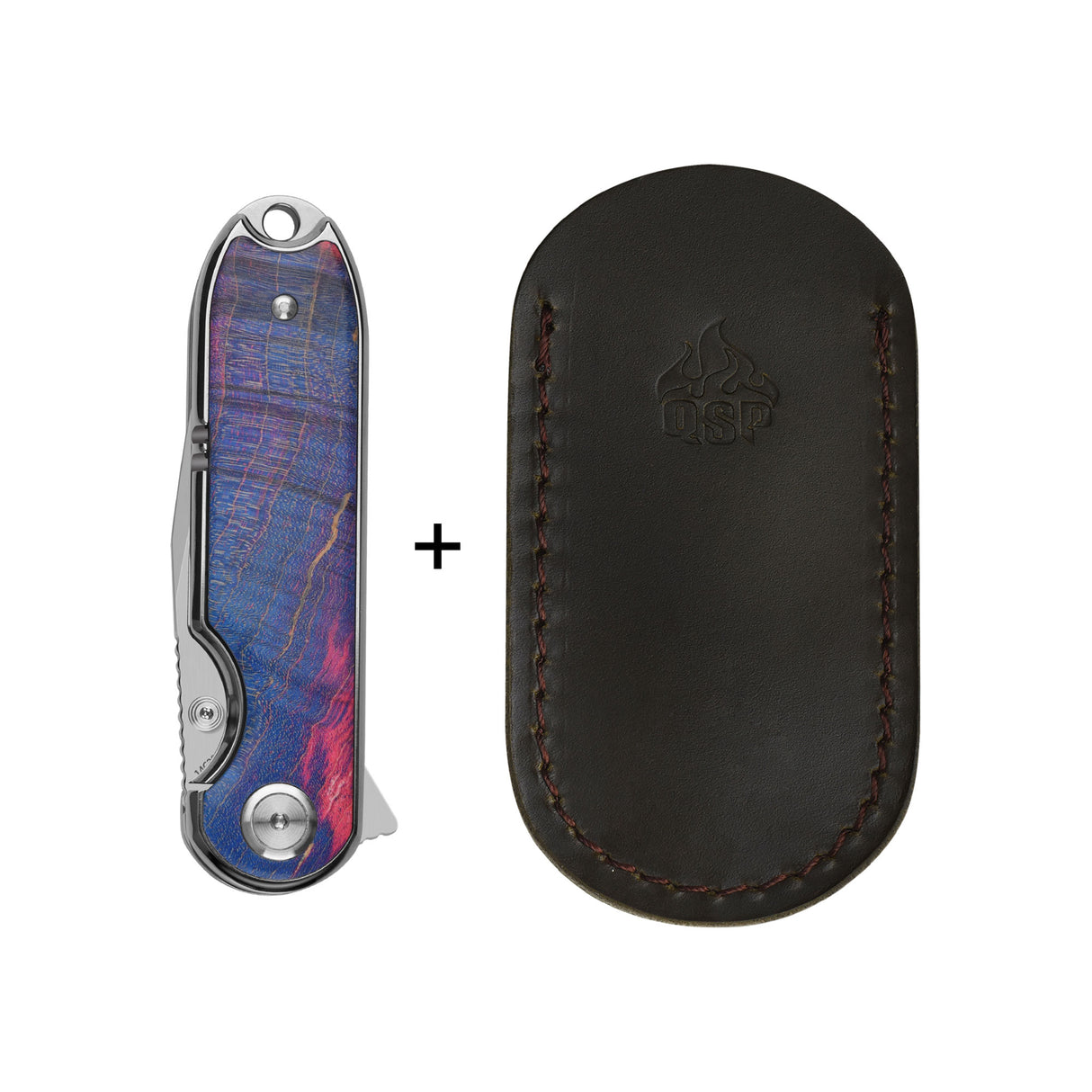 QSP Nebula Liner Lock Pocket Knife 14C28N Blade Stabilized wood Handle