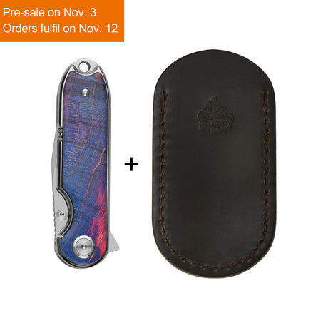 QSP Nebula Liner Lock Pocket Knife 14C28N Blade Stabilized wood Handle