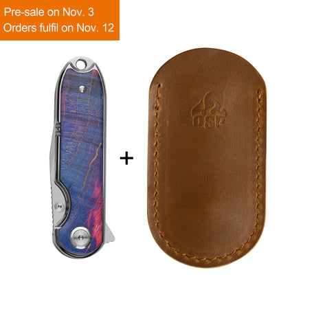 QSP Nebula Liner Lock Pocket Knife 14C28N Blade Stabilized wood Handle