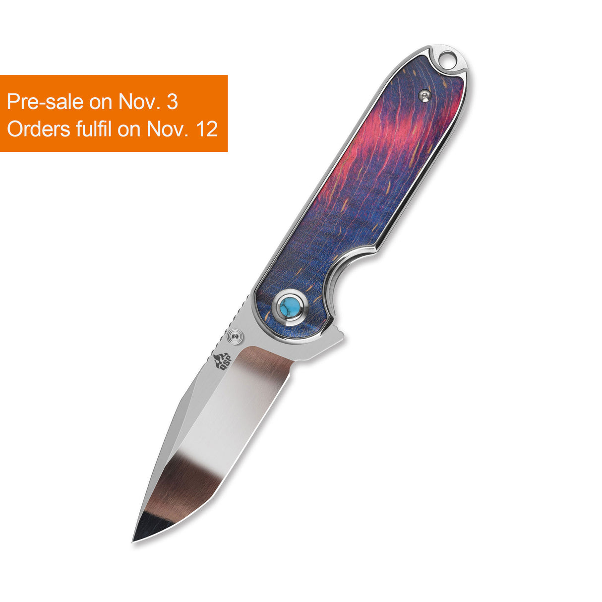 QSP Nebula Liner Lock Pocket Knife 14C28N Blade Stabilized wood Handle