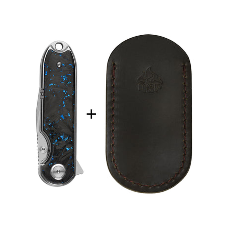 QSP Nebula Liner Lock Pocket Knife 14C28N Blade Blue Shredded Carbon Fiber Handle