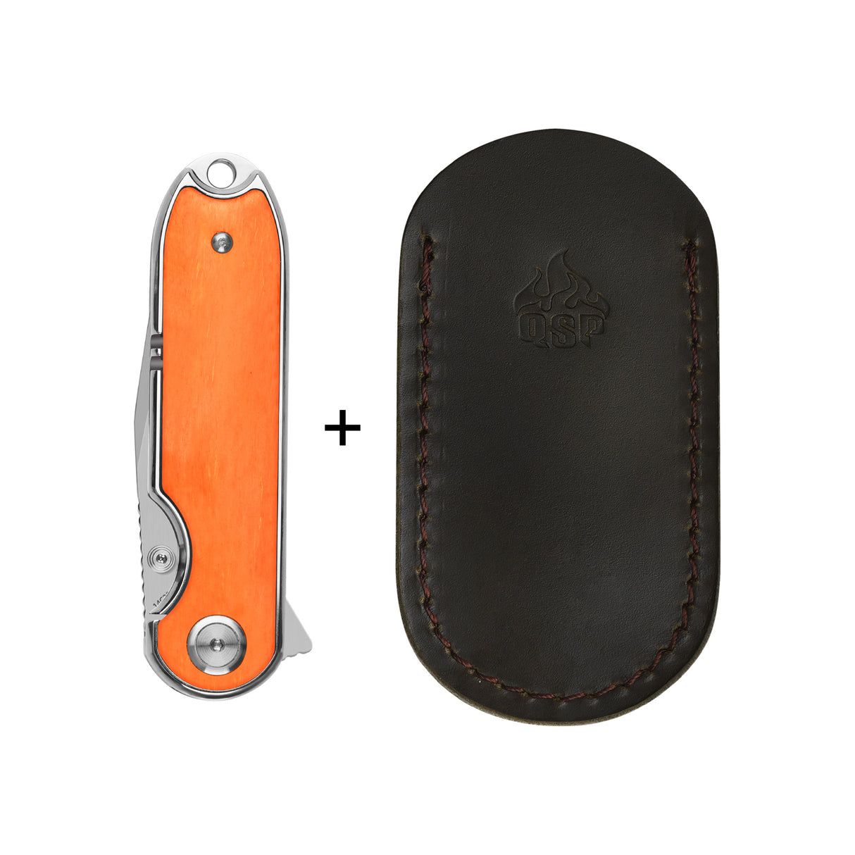 QSP Nebula Liner Lock Pocket Knife 14C28N Blade Orange Bone Handle