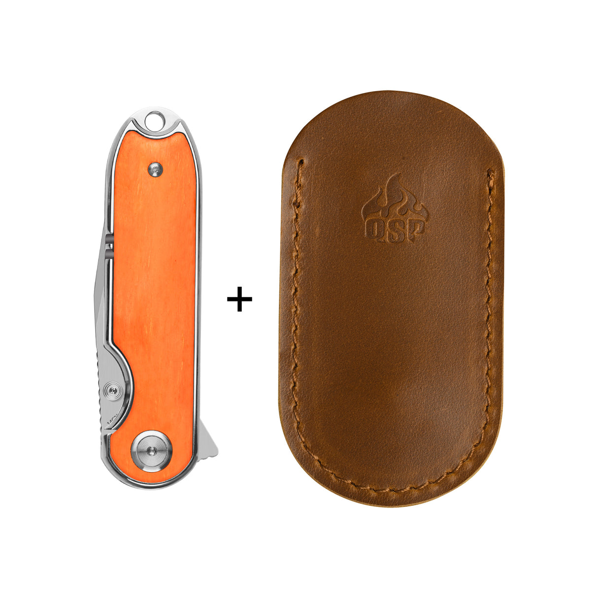 QSP Nebula Liner Lock Pocket Knife 14C28N Blade Orange Bone Handle