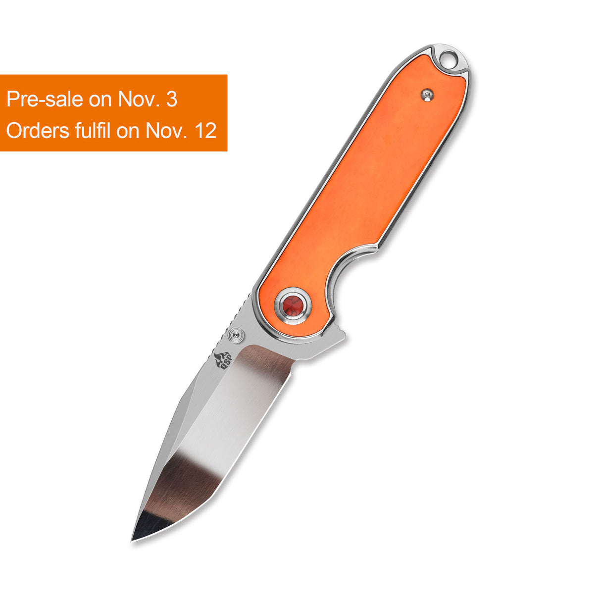 QSP Nebula Liner Lock Pocket Knife 14C28N Blade Orange Bone Handle