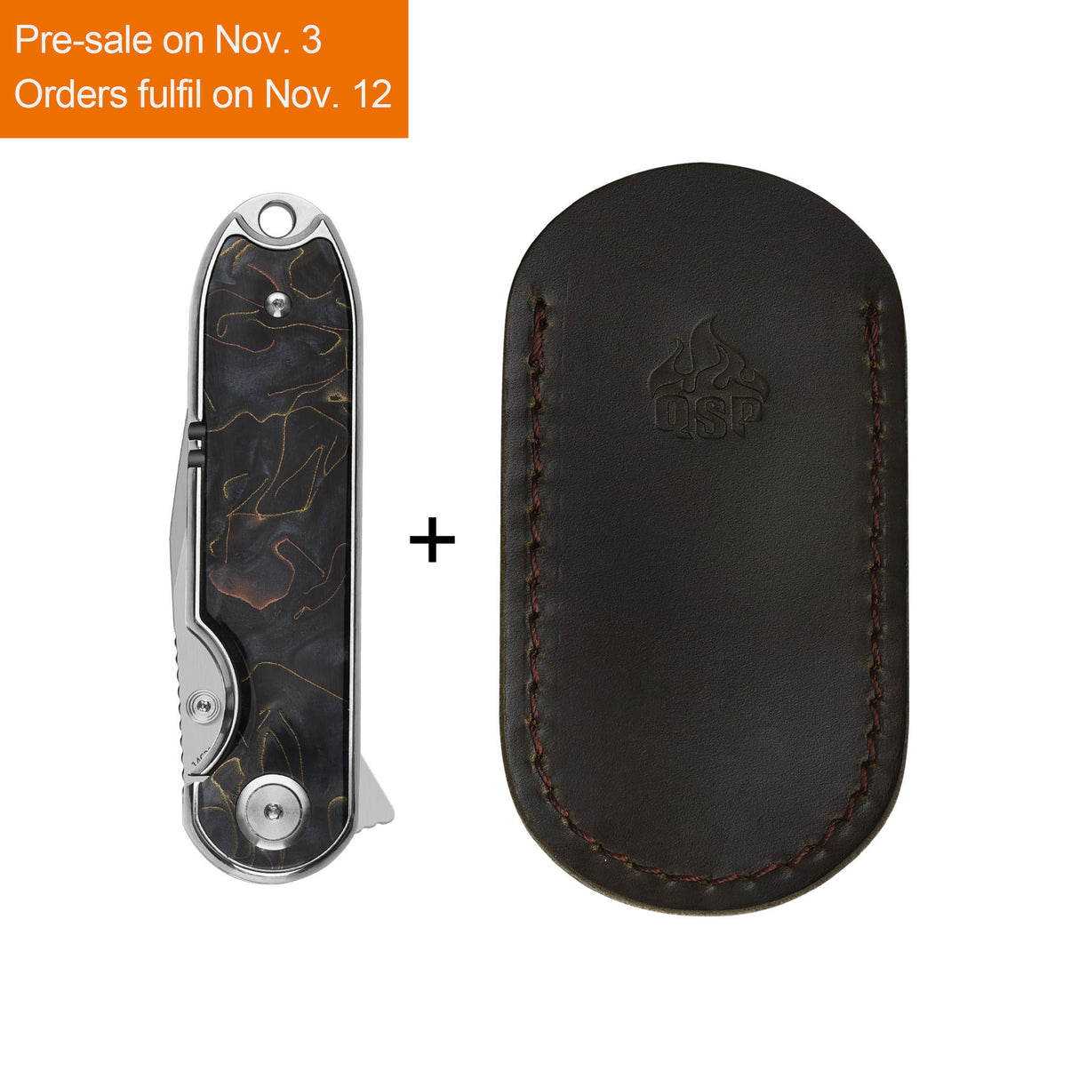 QSP Nebula Liner Lock Pocket Knife 14C28N Blade Brass Copper Mesh Resin Handle