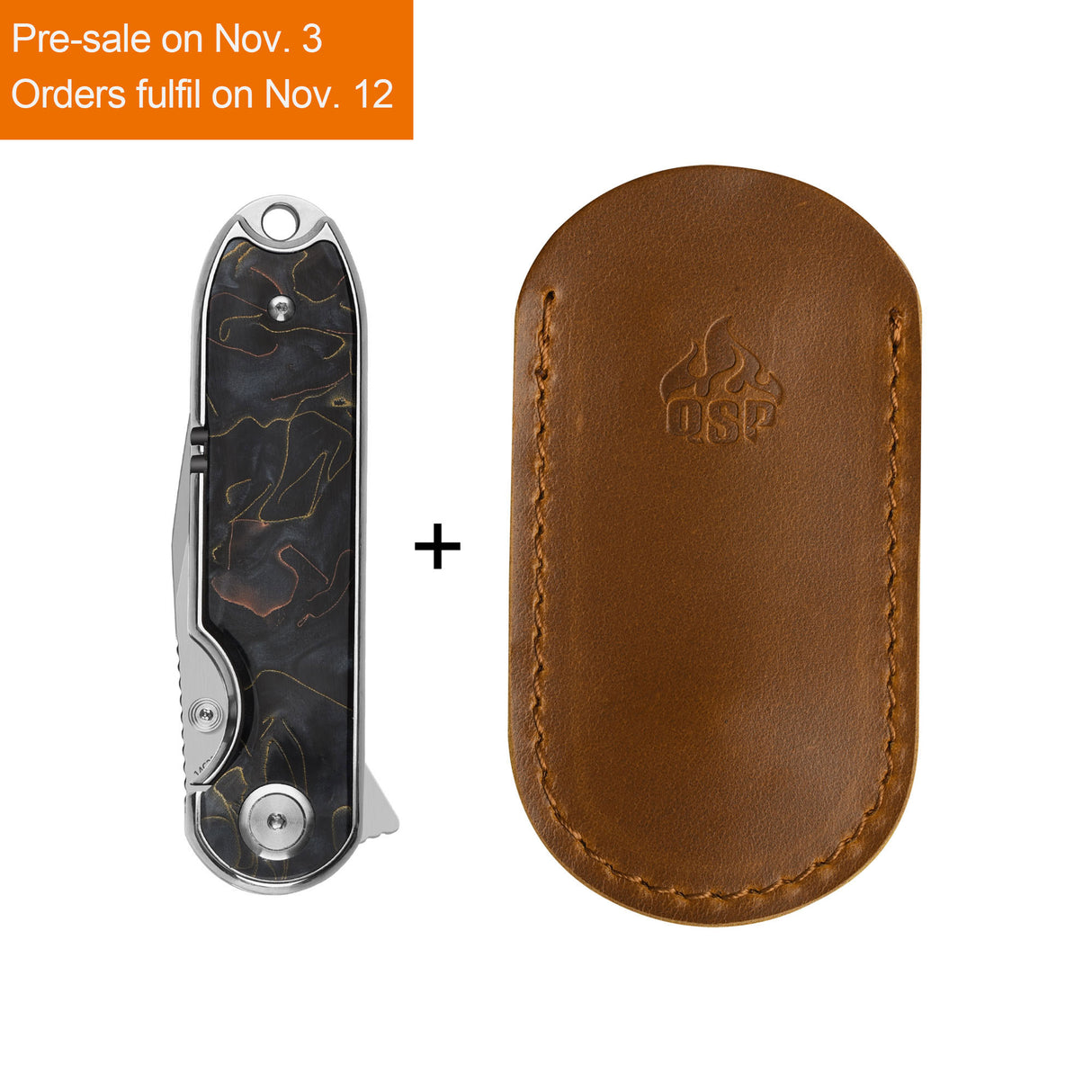 QSP Nebula Liner Lock Pocket Knife 14C28N Blade Brass Copper Mesh Resin Handle