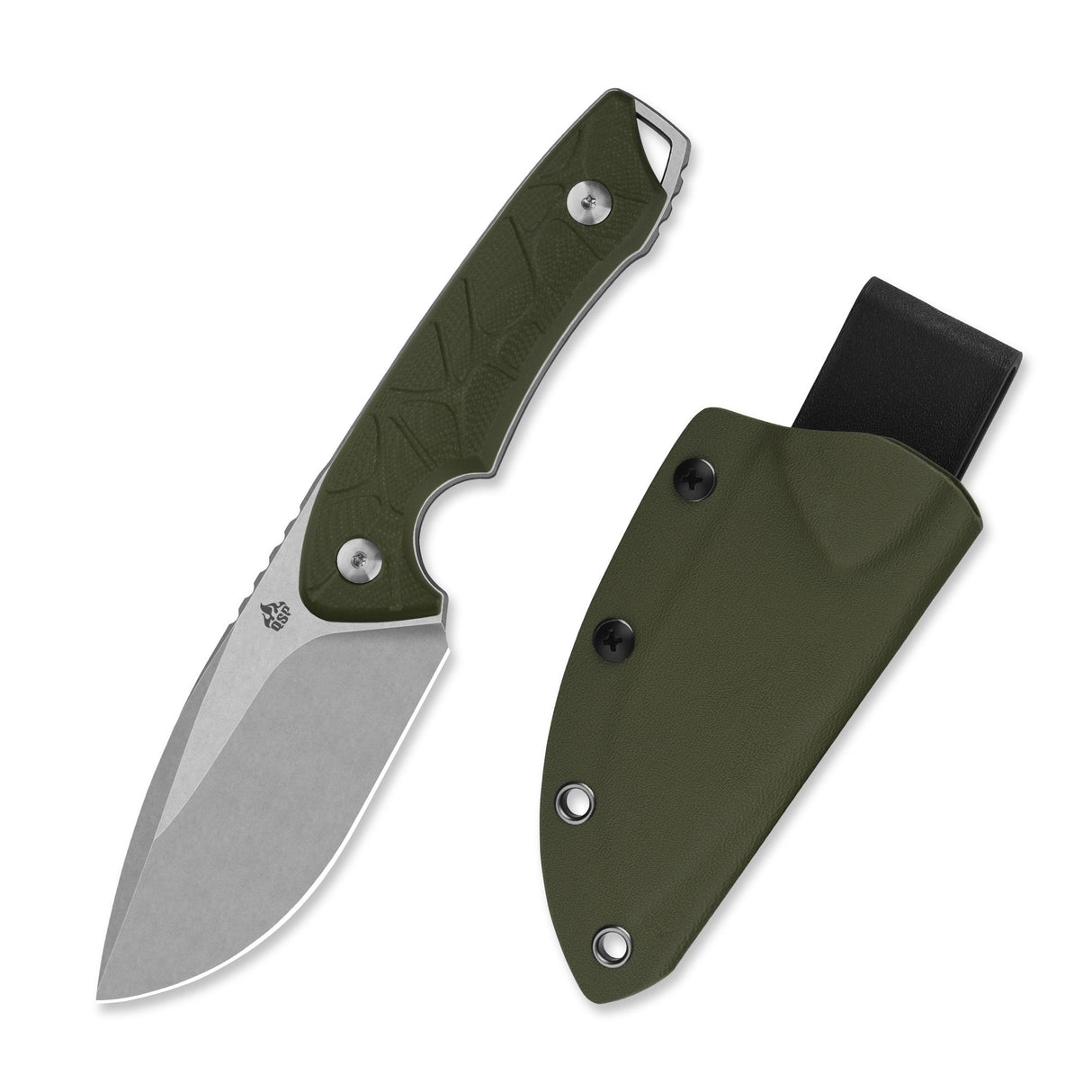 QSP Tiny TOT Fixed Blade Knife 10Cr15MoV Blade OD Green G10 Handle