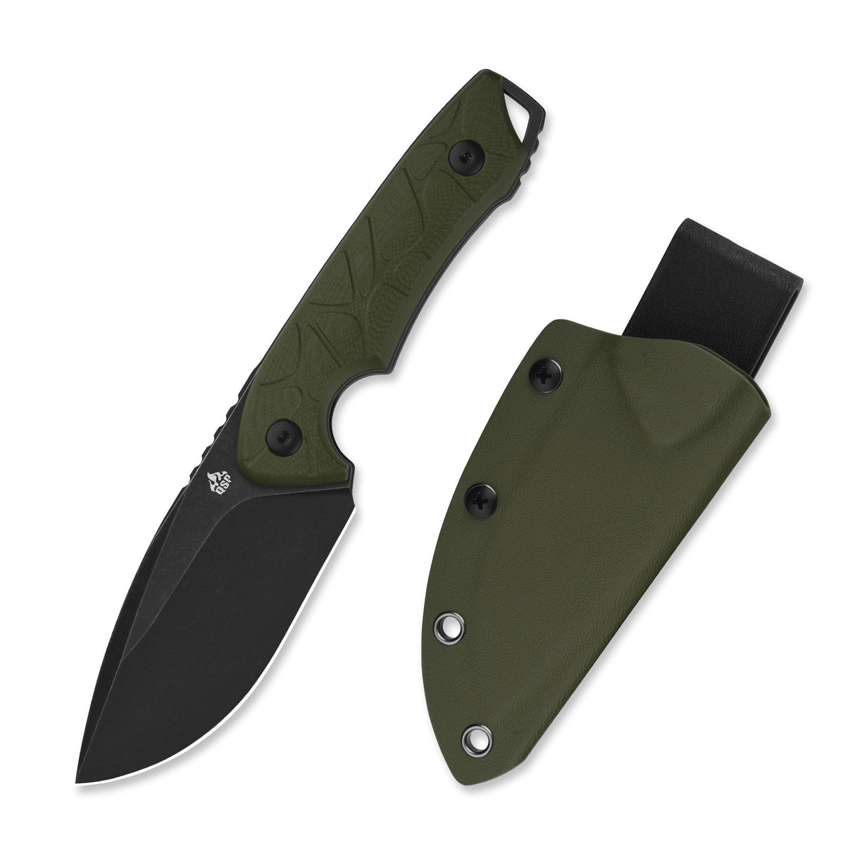 QSP Tiny TOT Fixed Blade Knife 10Cr15MoV Blade OD Green G10 Handle