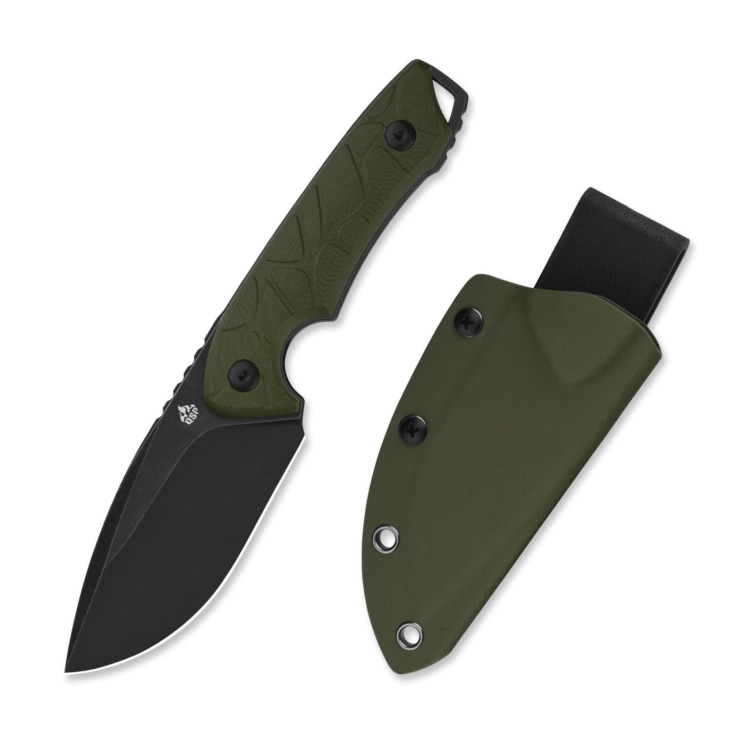 QSP Tiny TOT Fixed Blade Knife 10Cr15MoV Blade OD Green G10 Handle