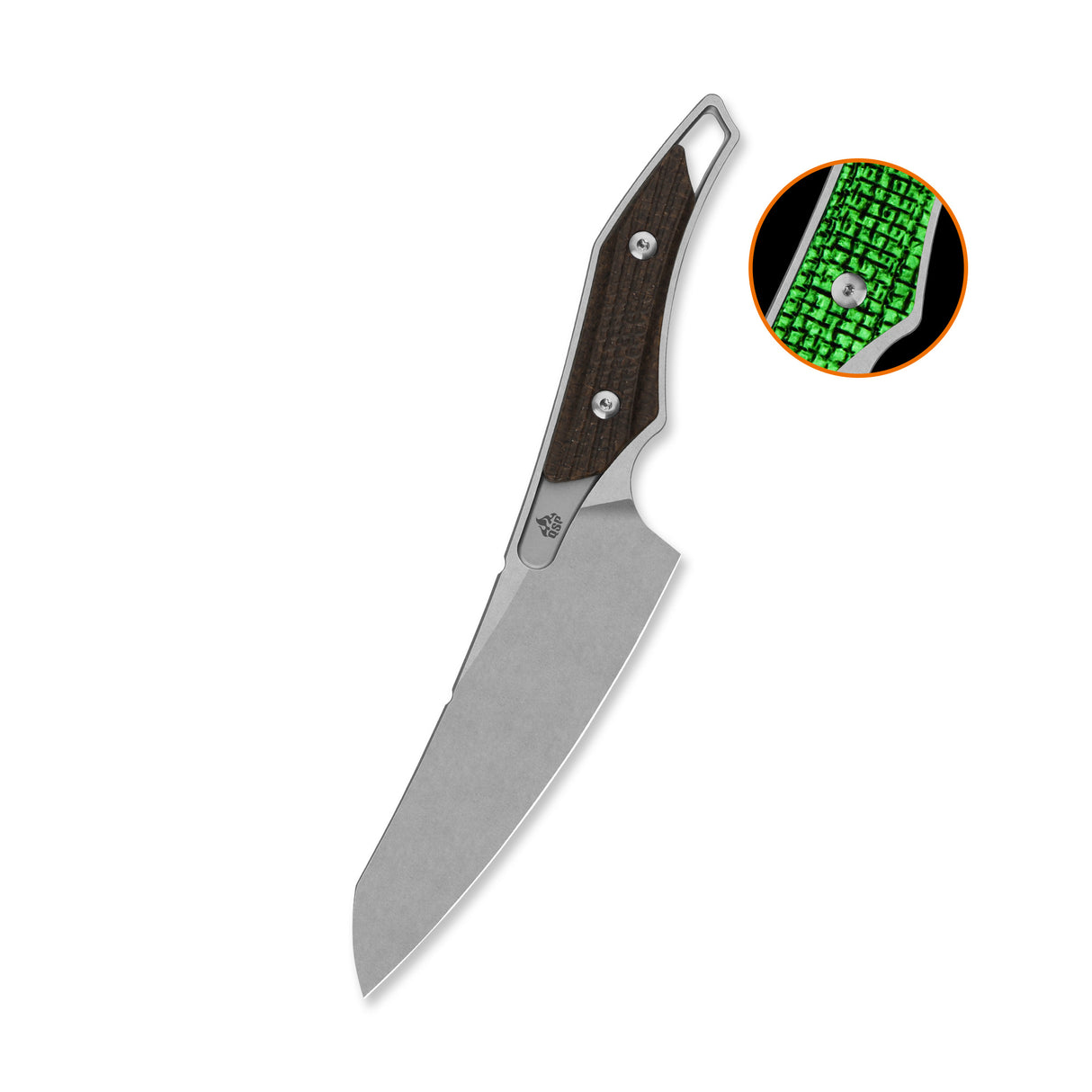 QSP T-Cook Fixed Blade Knife Nitro V Blade Glow-in-the-Dark Micarta Handle