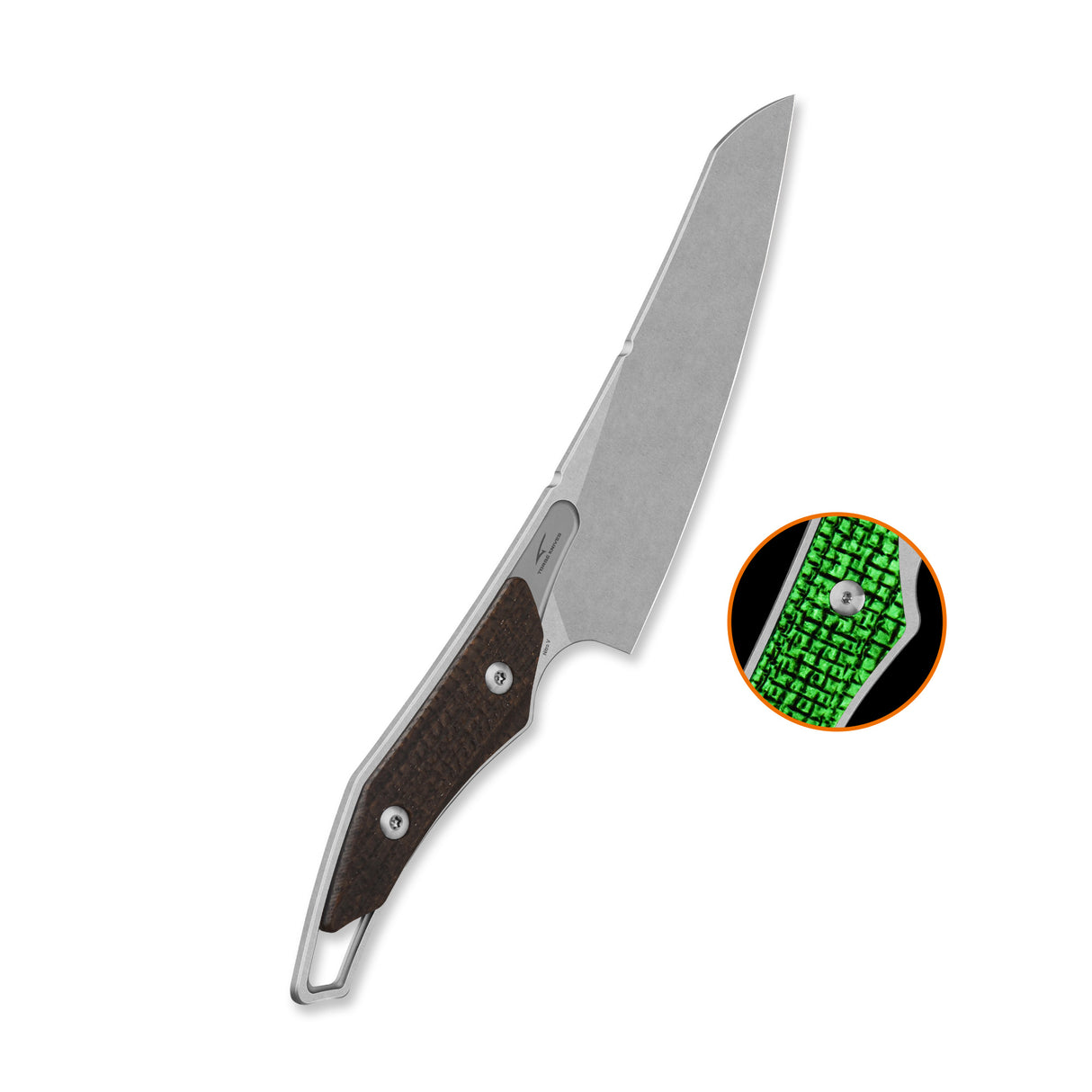 QSP T-Cook Fixed Blade Knife Nitro V Blade Glow-in-the-Dark Micarta Handle