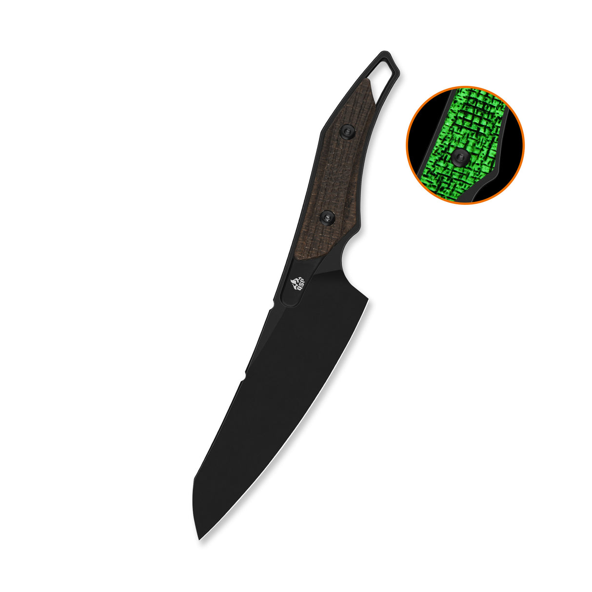 QSP T-Cook Fixed Blade Knife Nitro V Blade Glow-in-the-Dark Micarta Handle