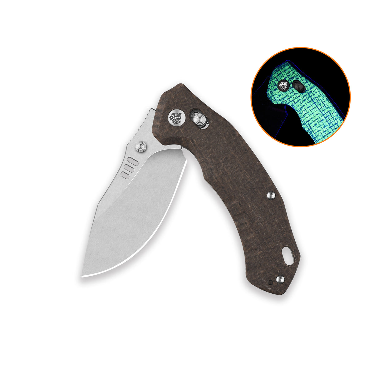 QSP Elk Glyde Lock Pocket Knife 14C28N blade Glow-in-the-Dark Micarta handle