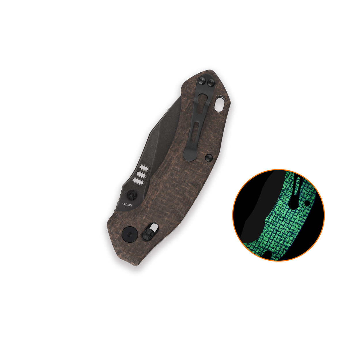 QSP Elk Glyde Lock Pocket Knife 14C28N blade Glow-in-the-Dark Micarta handle