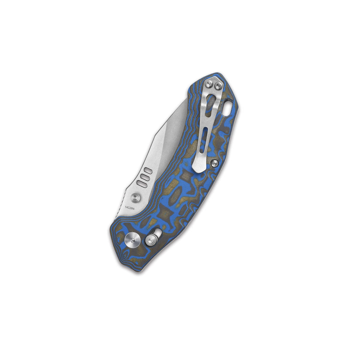 QSP Elk Glyde Lock Pocket Knife 14C28N blade Blue Texture Micarta handle
