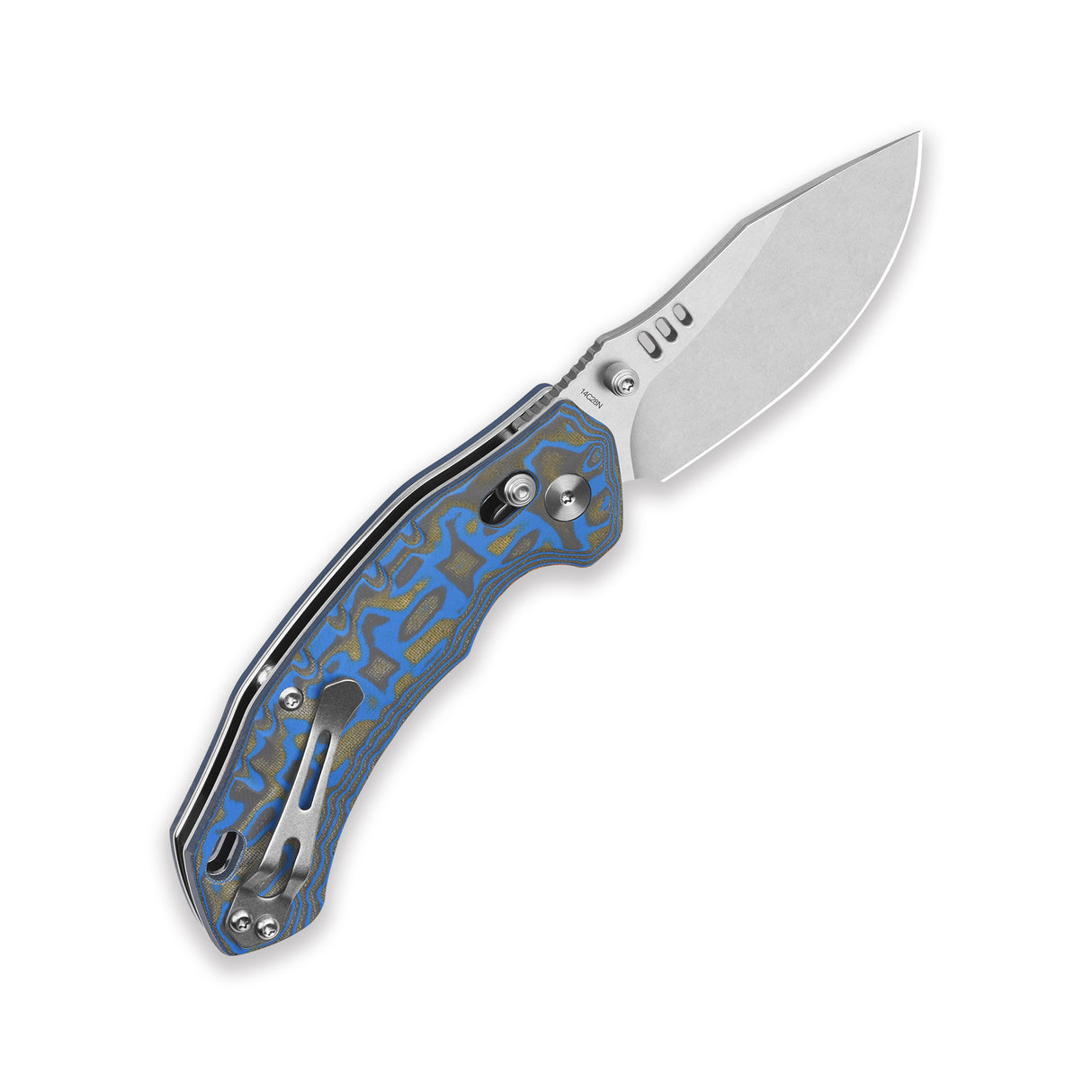 QSP Elk Glyde Lock Pocket Knife 14C28N blade Blue Texture Micarta handle