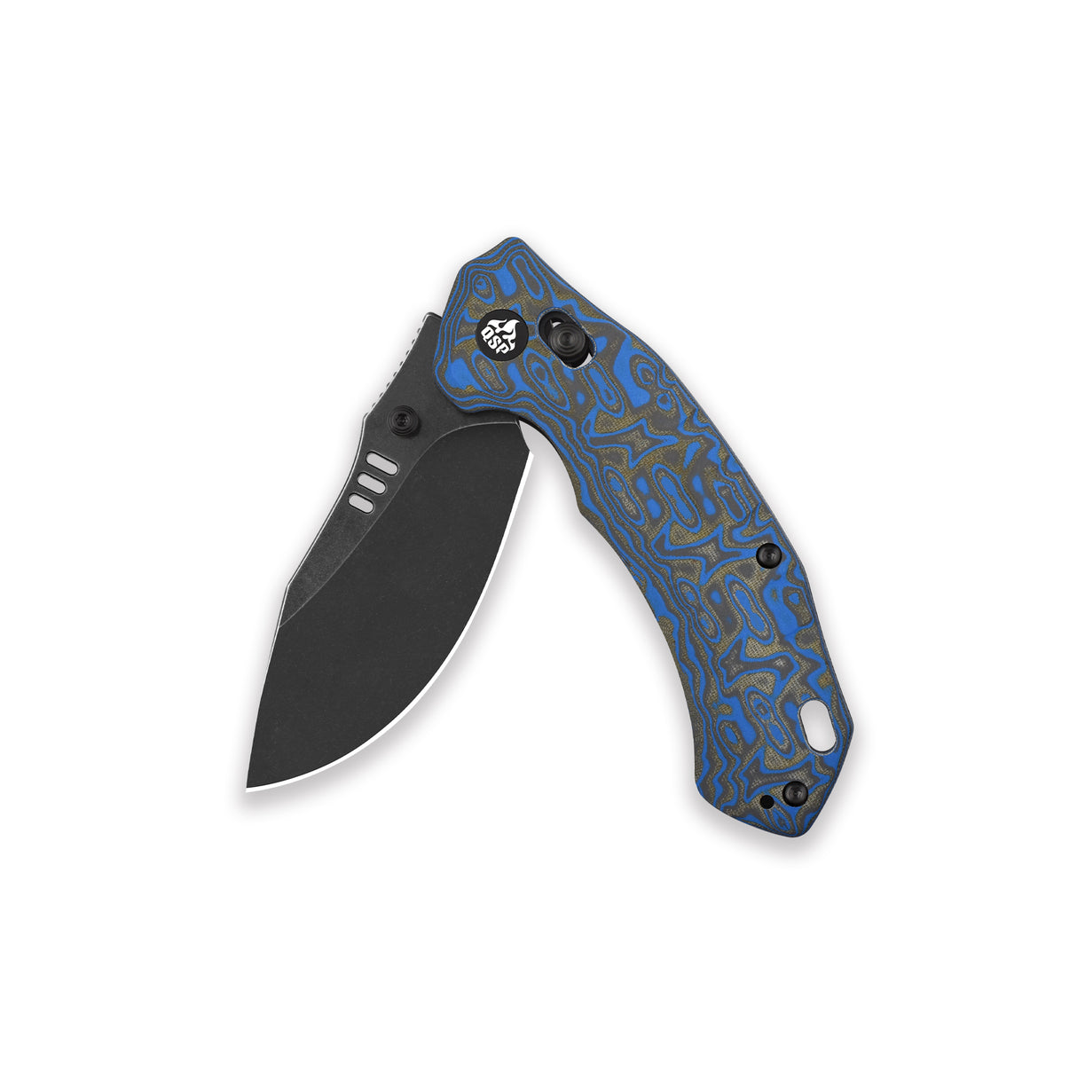 QSP Elk Glyde Lock Pocket Knife 14C28N blade Blue Texture Micarta handle
