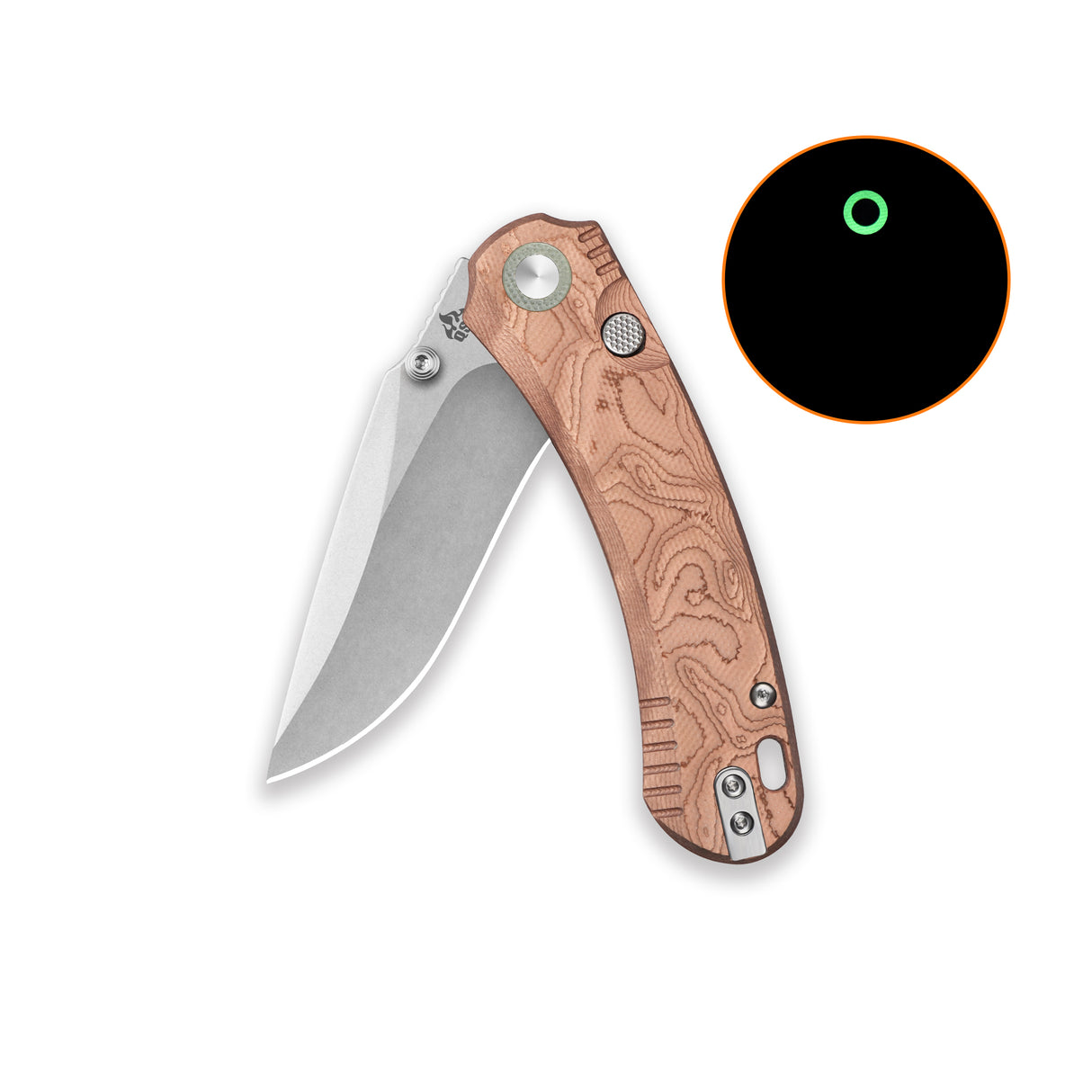 QSP Coyote Button Liner Lock Pocket Knife Nitro V blade Copper Foil G10 handle