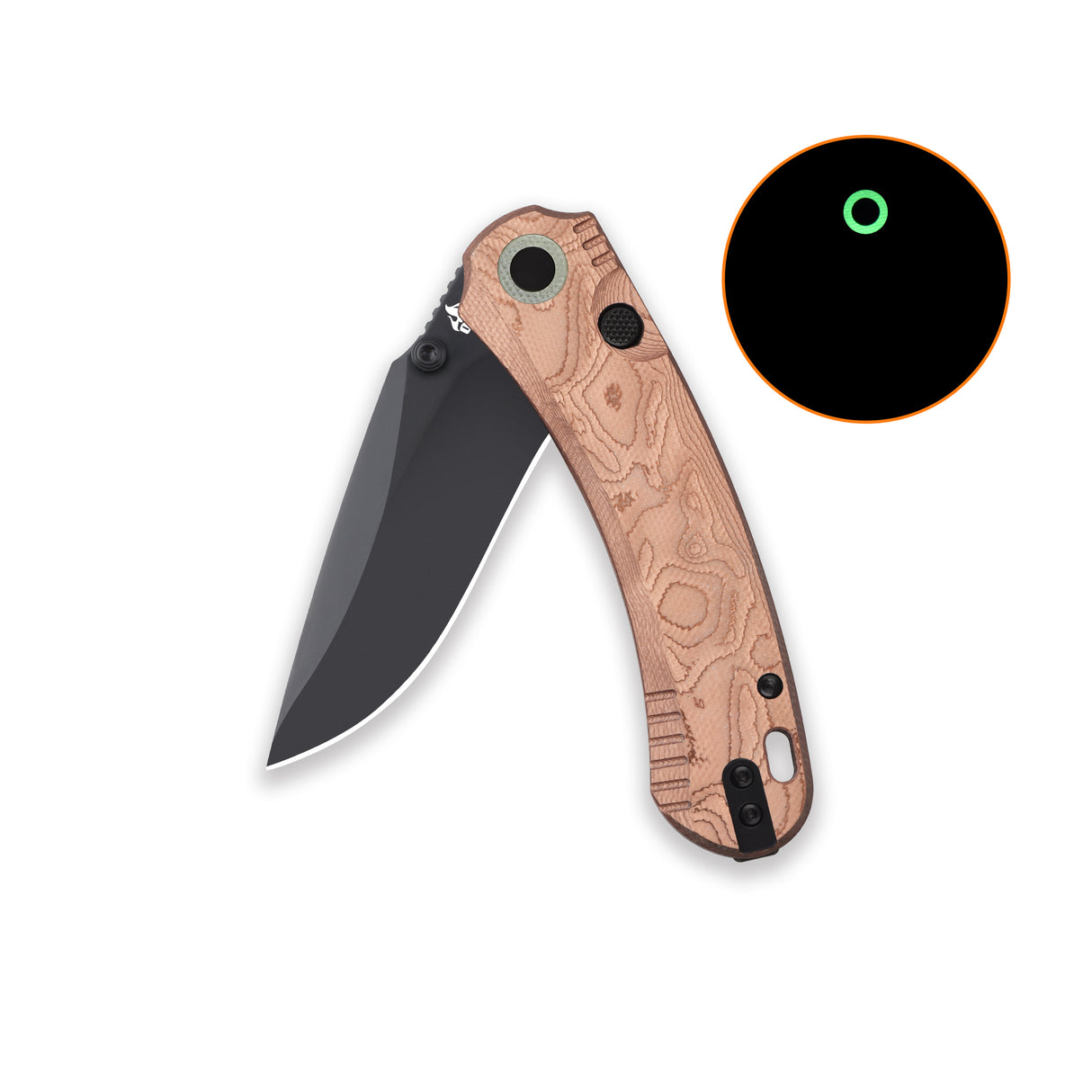 QSP Coyote Button Liner Lock Pocket Knife Nitro V blade Copper Foil G10 handle