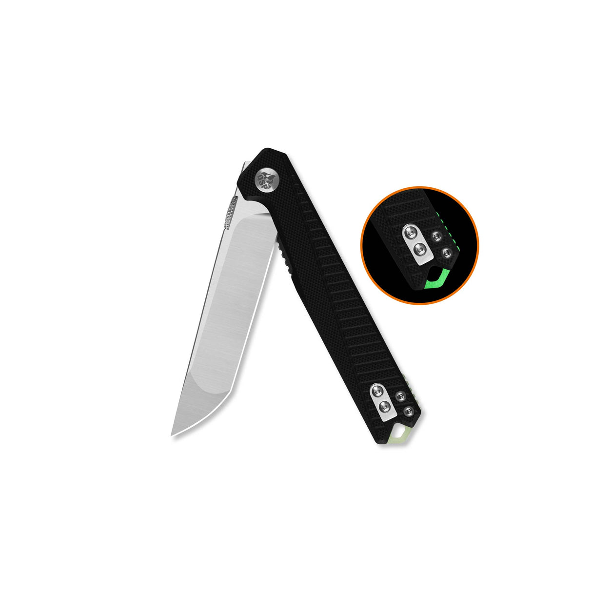 QSP Mantis Liner Lock Pocket Knife Nitro V blade Black G10 handle