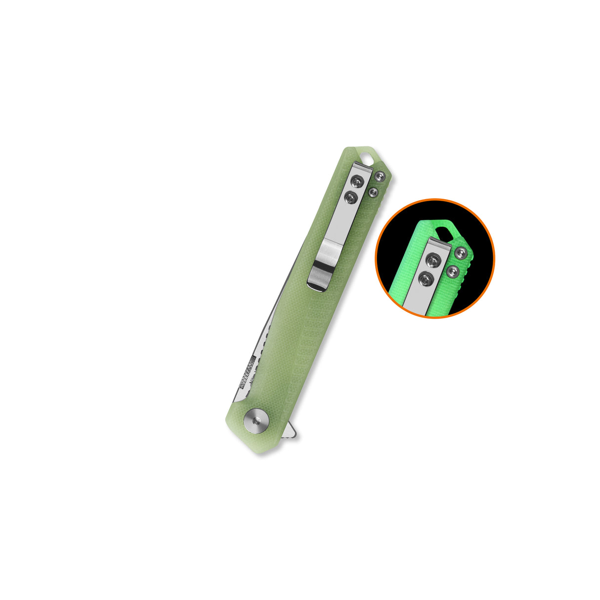 QSP Mantis Liner Lock Pocket Knife Nitro V blade Glow-in-the-Dark G10 handle