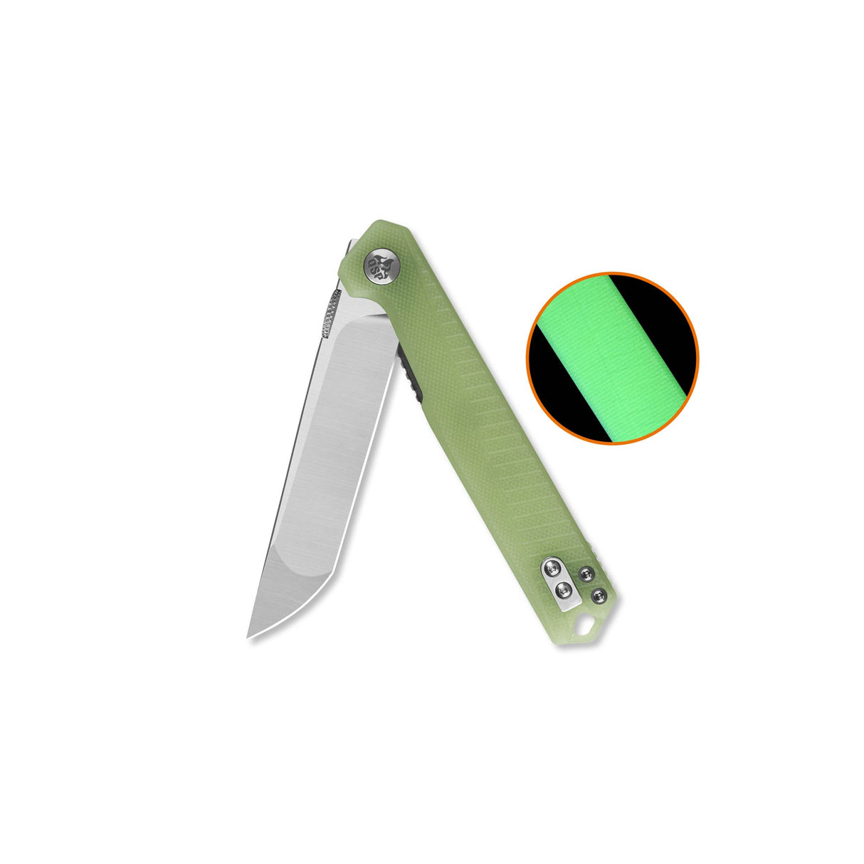 QSP Mantis Liner Lock Pocket Knife Nitro V blade Glow-in-the-Dark G10 handle