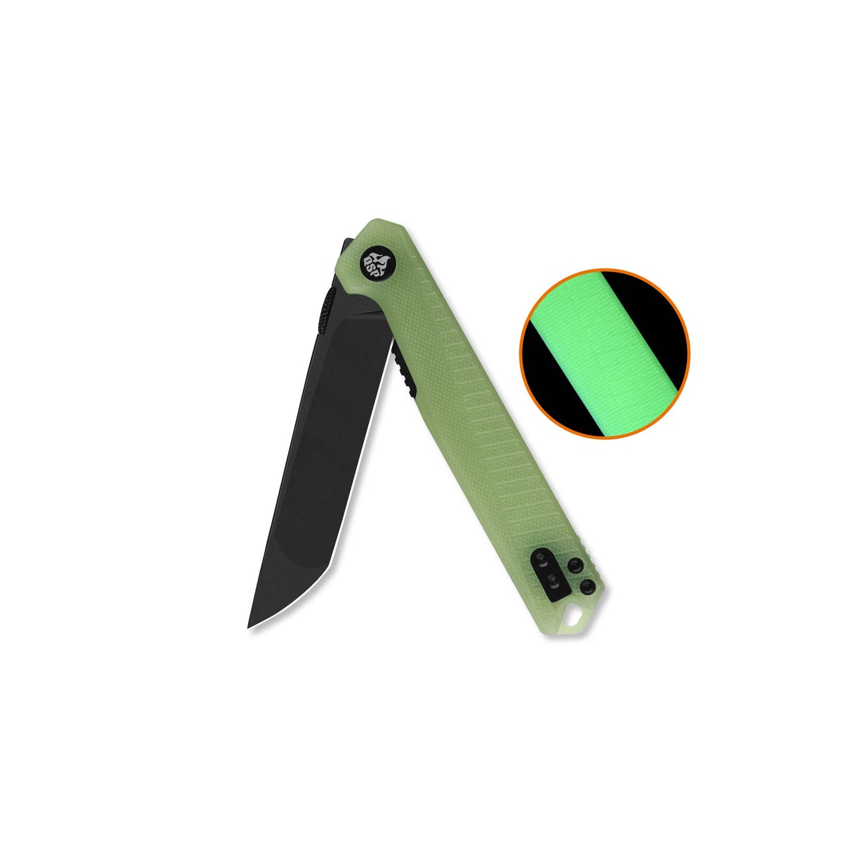 QSP Mantis Liner Lock Pocket Knife Nitro V blade Glow-in-the-Dark G10 handle