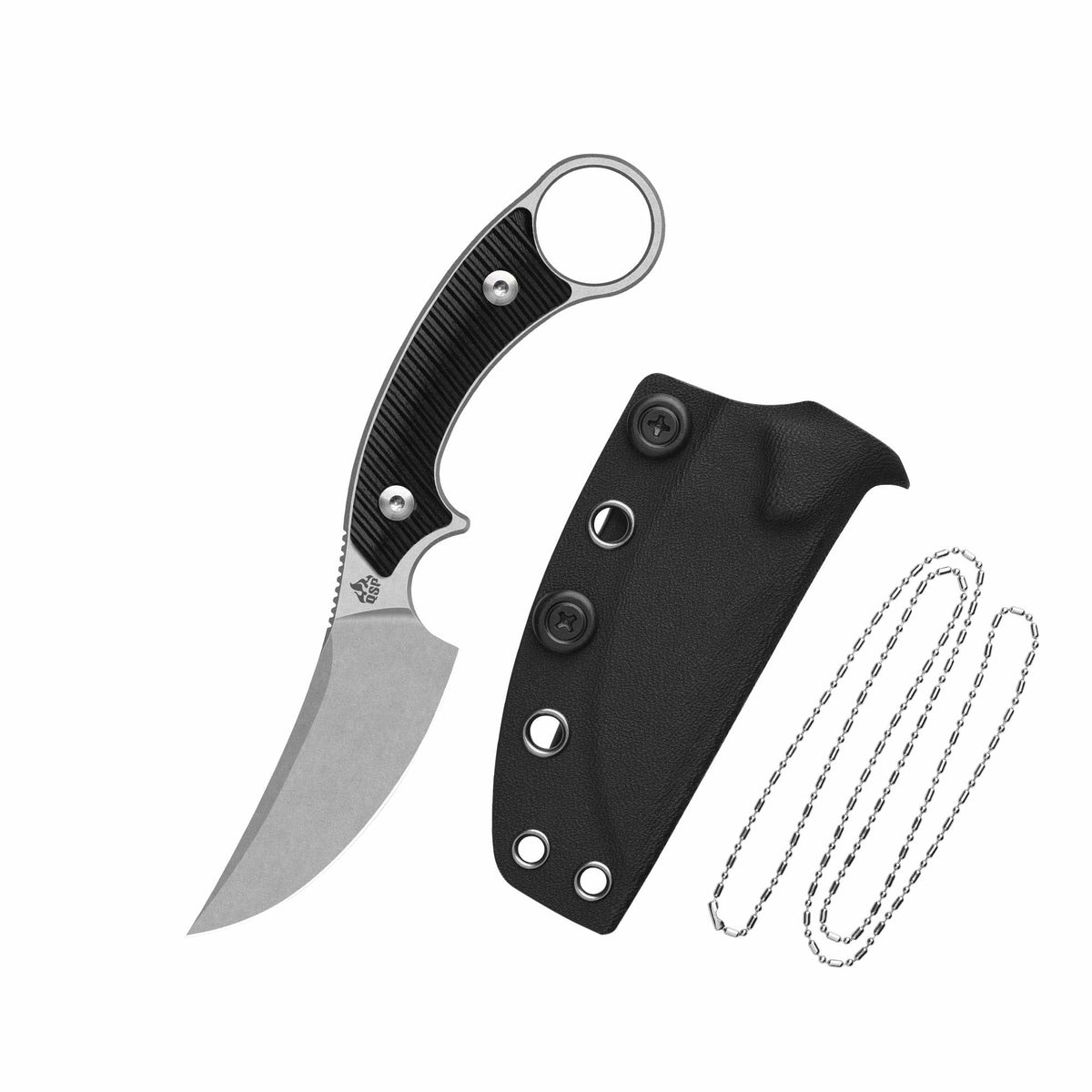QSP Baby Viper Fixed Blade Knife 10Cr15MoV Blade Black G10 Handle