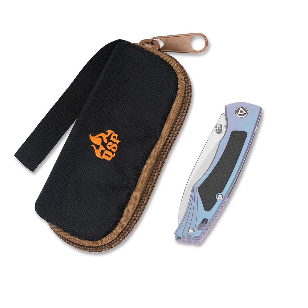 QSP Songbird Pocket Knife S35VN blade Titanium Handle with Carbon Fiber Inlay