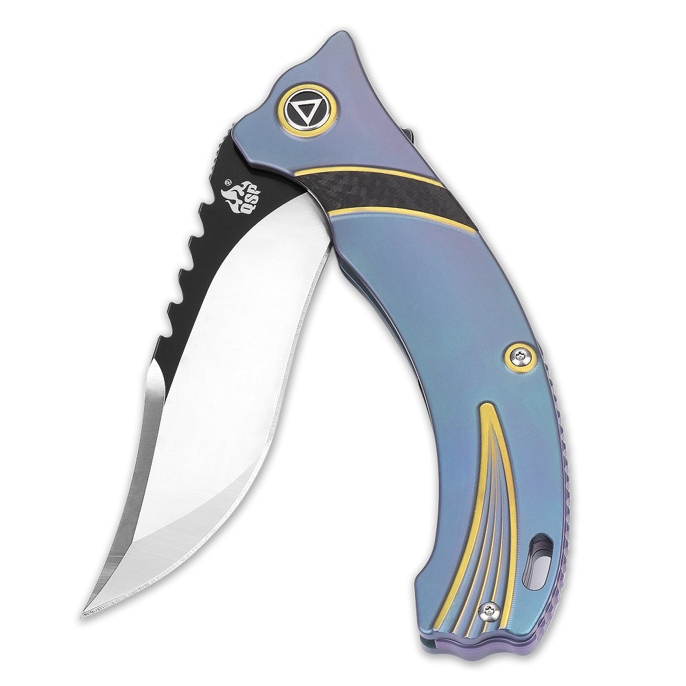 QSP Kylin Frame Lock Pocket Knife S35VN Blade Titanium Handle
