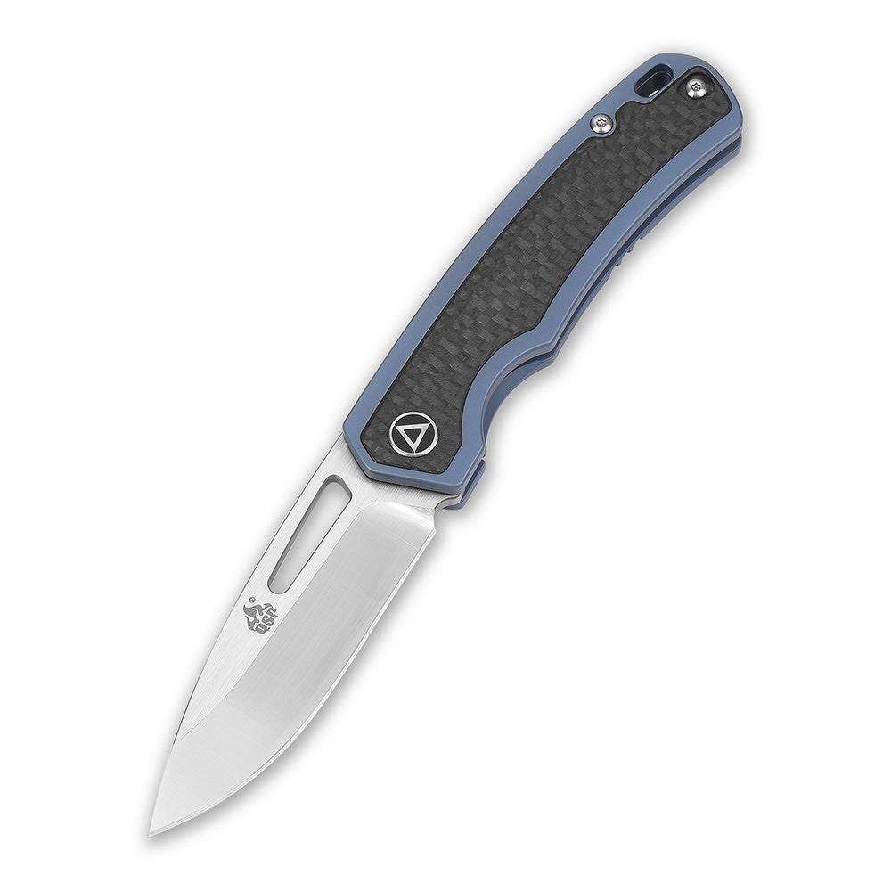 QSP Puffin Frame Lock Pocket Knife CPM S35VN Blade Titanium Handle with Carbon Fiber inlay