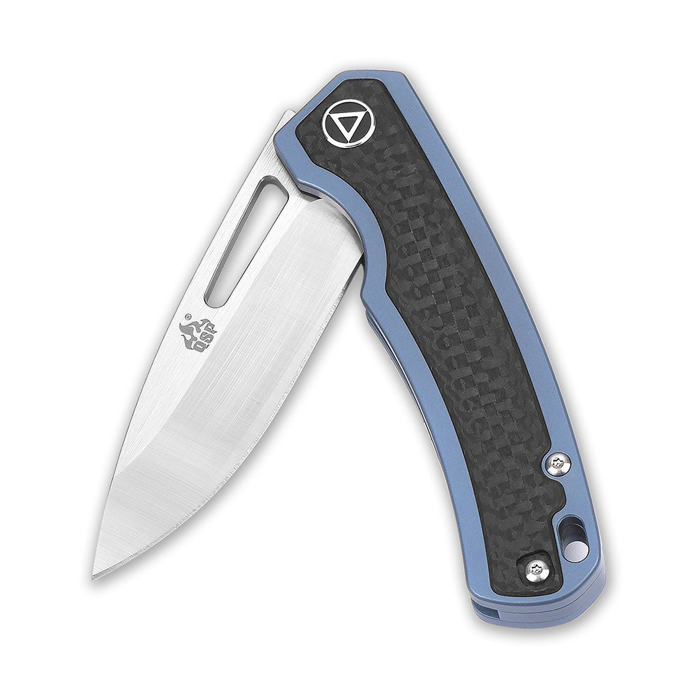 QSP Puffin Frame Lock Pocket Knife S35VN Blade Titanium Handle with Carbon Fiber inlay