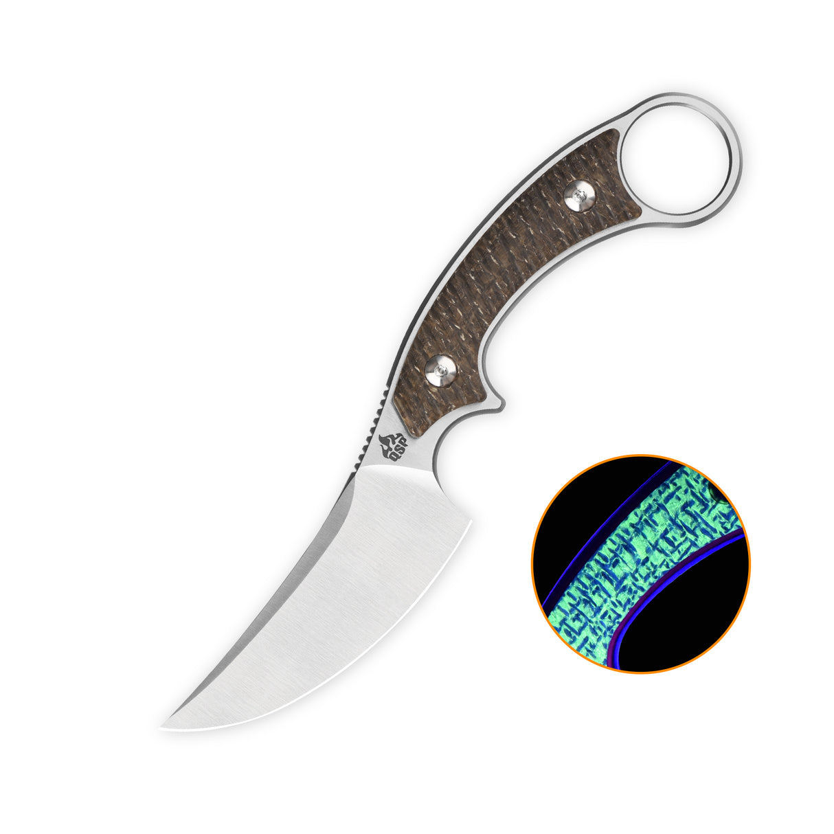 QSP Baby Viper Fixed Blade Knife 10Cr15MoV Blade Glow-in-the-Dark Micarta Handle