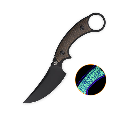 QSP Baby Viper Fixed Blade Knife 10Cr15MoV Blade Glow-in-the-Dark Micarta Handle