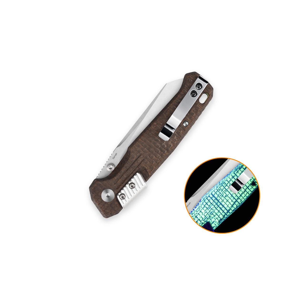QSP Badger Rack Lock Pocket Knife Nitro V blade Glow-in-the-Dark Micarta handle