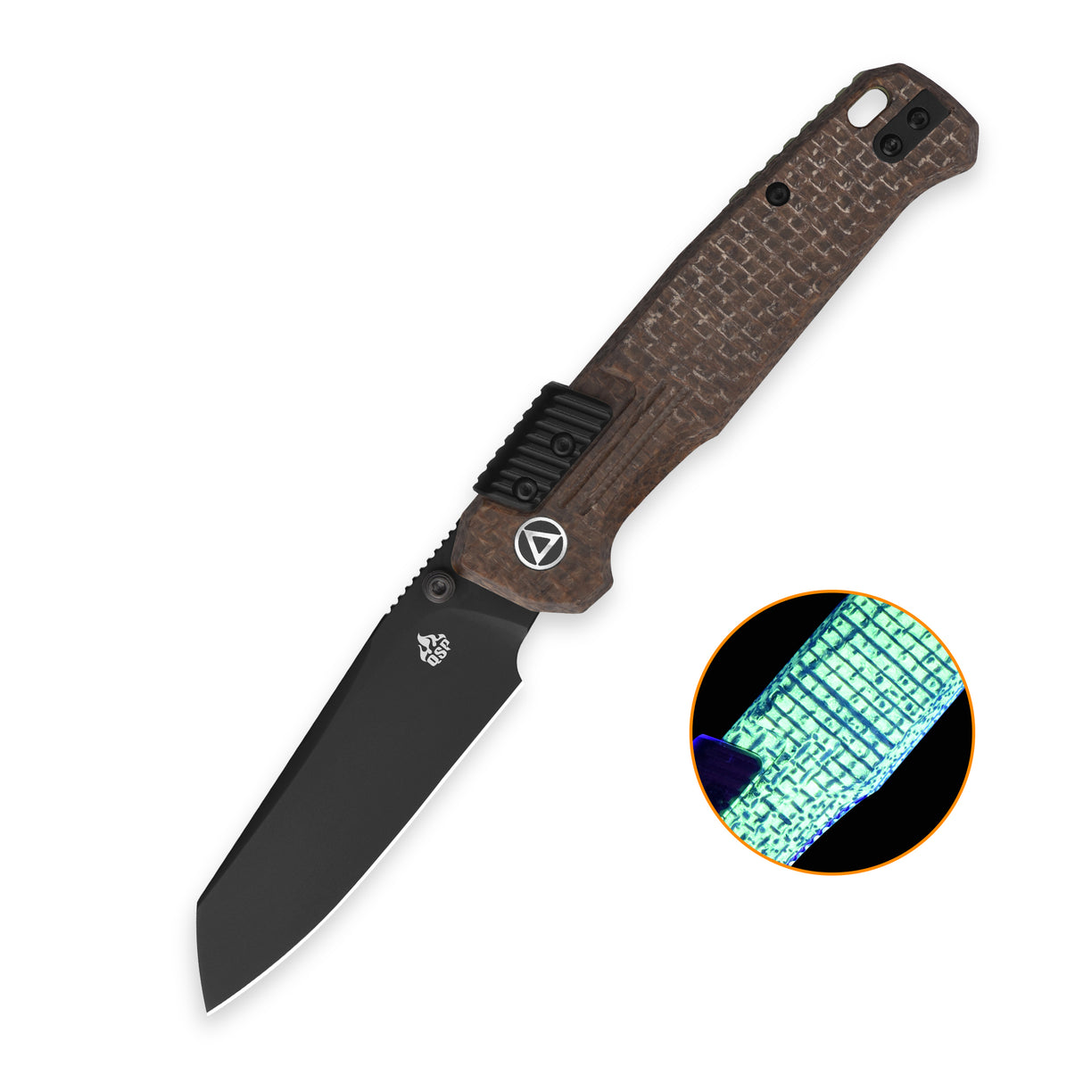 QSP Badger Rack Lock Pocket Knife Nitro V blade Glow-in-the-Dark Micarta handle