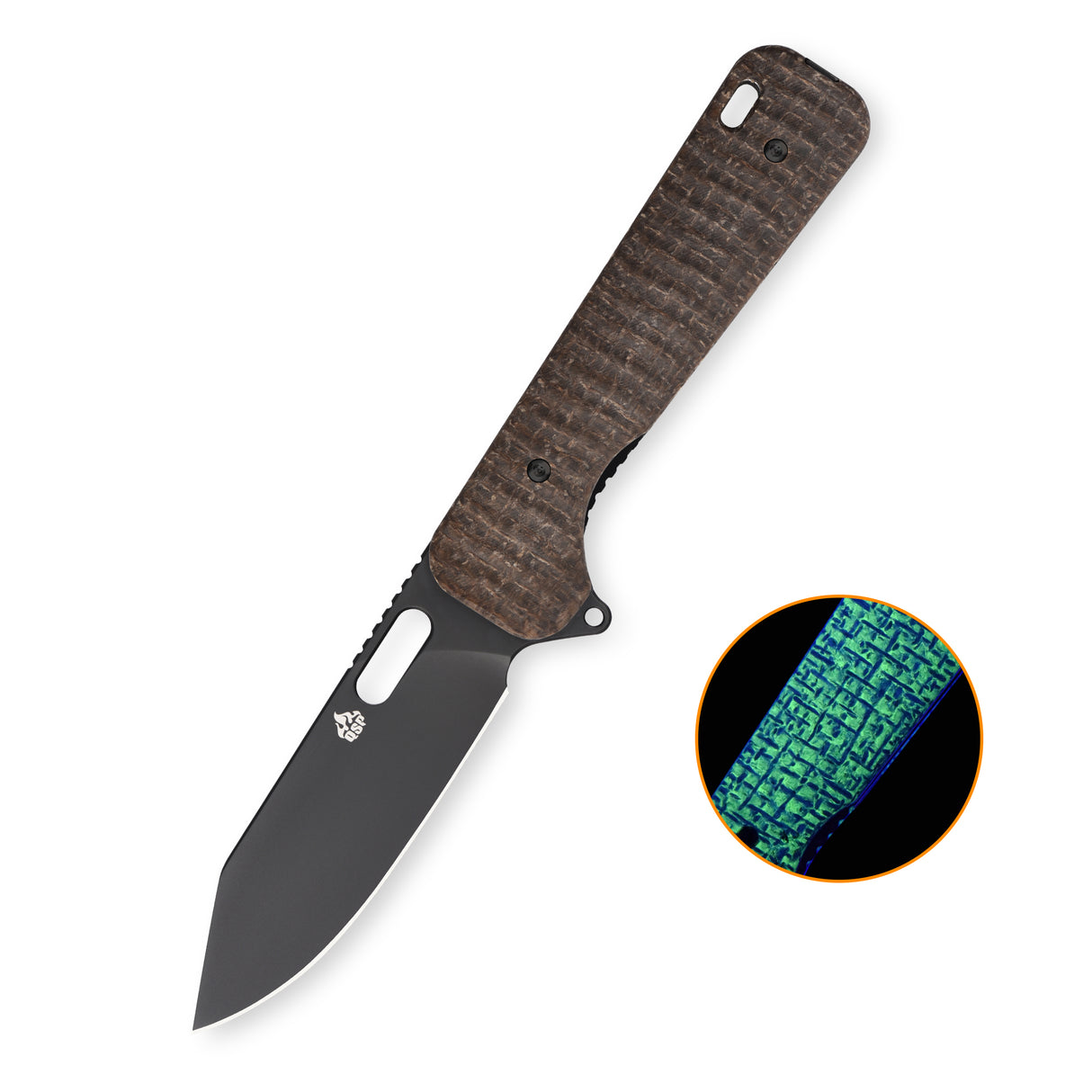 QSP Chameleon Liner Lock Pocket Knife 14C28N blade Glow-in-the-Dark Micarta handle