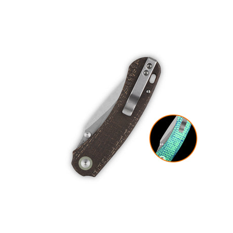 QSP Coyote Button Liner Lock Pocket Knife Nitro V blade Glow-in-the-Dark Micarta handle