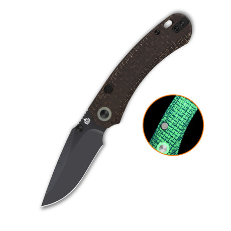 QSP Coyote Button Liner Lock Pocket Knife Nitro V blade Glow-in-the-Dark Micarta handle