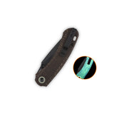QSP Coyote Button Liner Lock Pocket Knife Nitro V blade Glow-in-the-Dark Micarta handle