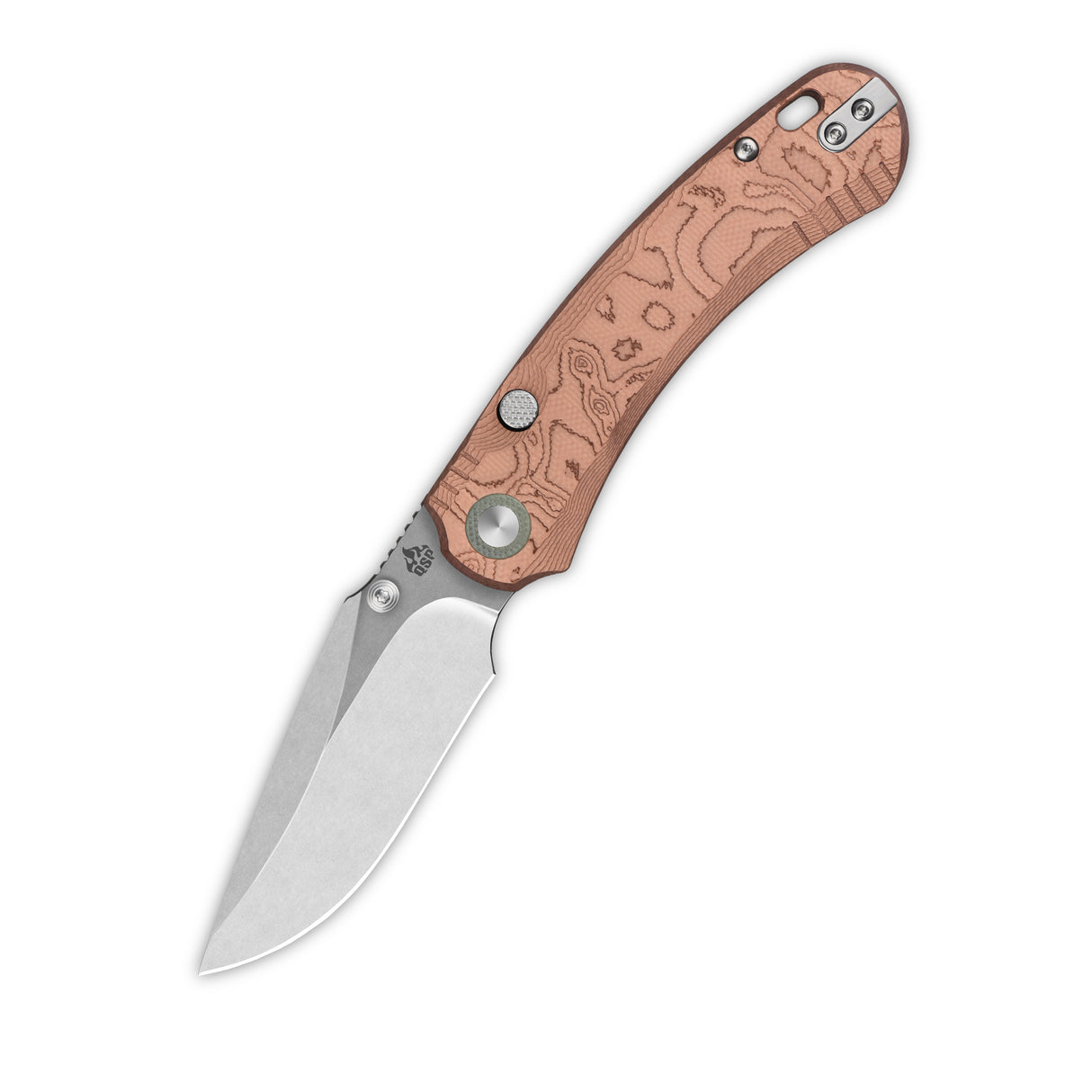 QSP Coyote Button Liner Lock Pocket Knife Nitro V blade Copper Foil G10 handle