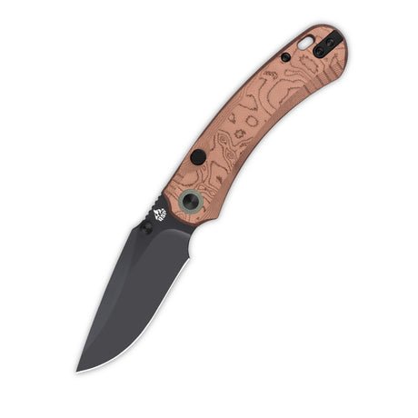 QSP Coyote Button Liner Lock Pocket Knife Nitro V blade Copper Foil G10 handle