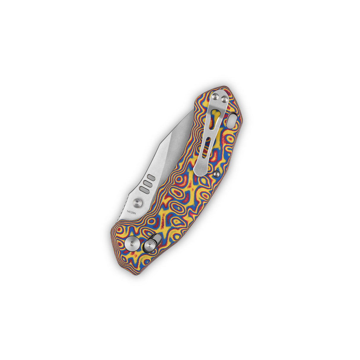 QSP Elk Glyde Lock Pocket Knife 14C28N blade Colorful Micarta handle