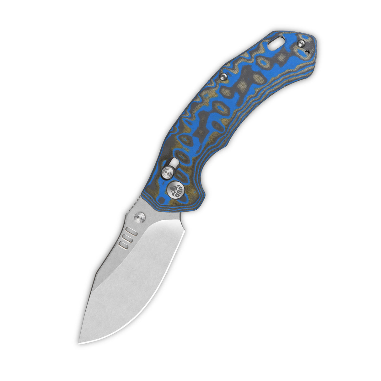 QSP Elk Glyde Lock Pocket Knife 14C28N blade Blue Texture Micarta handle