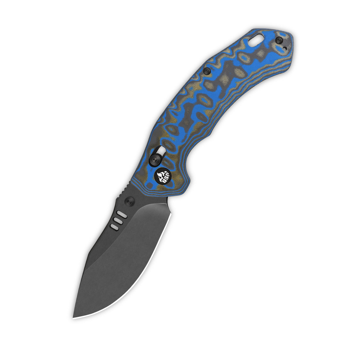 QSP Elk Glyde Lock Pocket Knife 14C28N blade Blue Texture Micarta handle