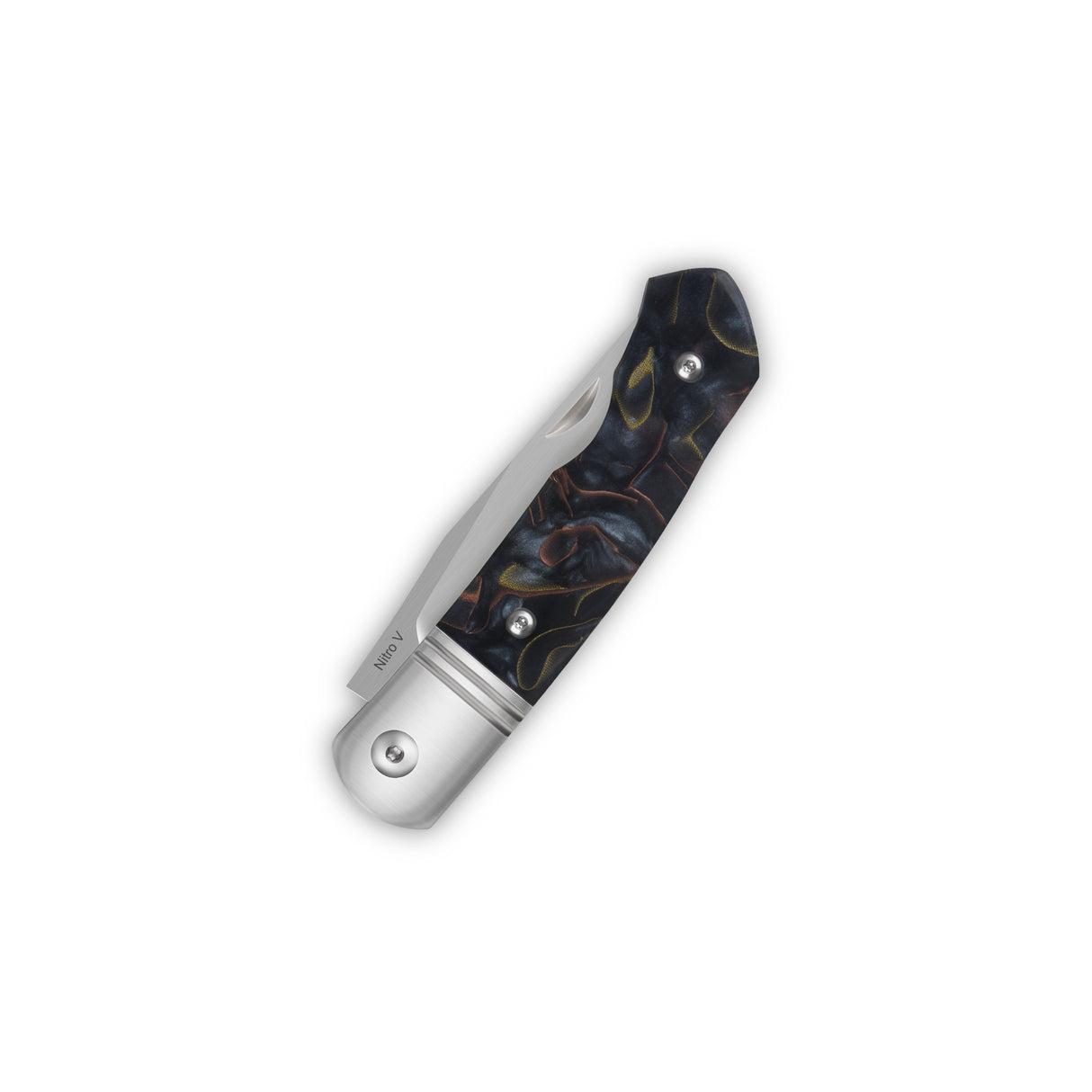 QSP Heron Slip Joint Pocket Knife Nitro V blade Brass Copper Mesh Resin Handle