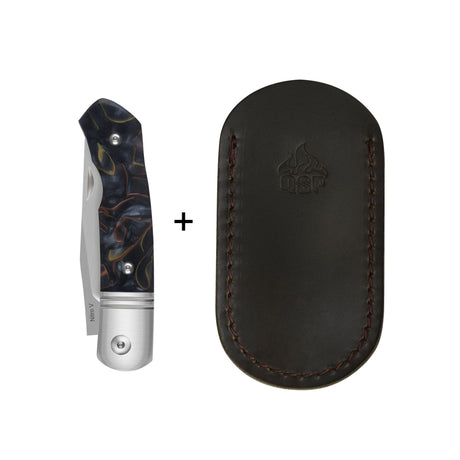 QSP Heron Slip Joint Pocket Knife Nitro V blade Brass Copper Mesh Resin Handle