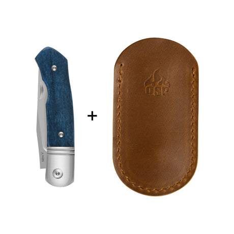 QSP Heron Slip Joint Pocket Knife Nitro V blade Blue Bone Handle