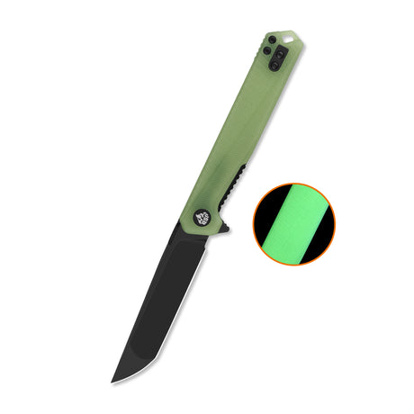 QSP Mantis Liner Lock Pocket Knife Nitro V blade Glow-in-the-Dark G10 handle