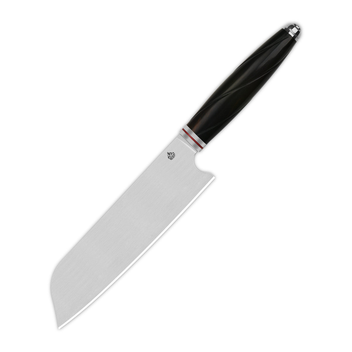 Santoku knife with 14C28N blade and black handle from QSP's Mulan Series.